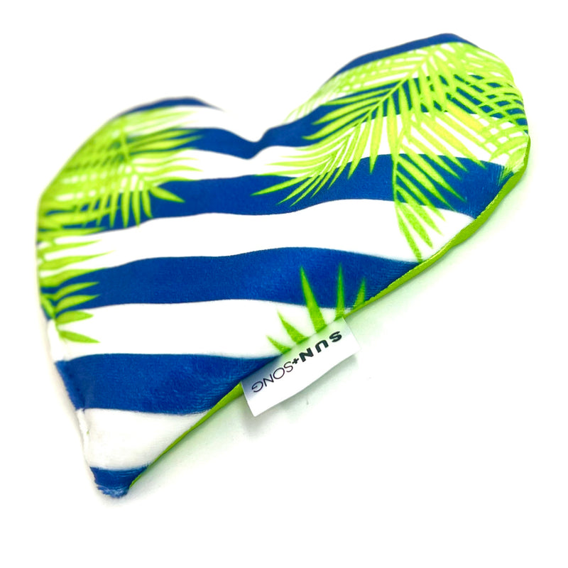 Palm Fronds And Stripes in Blue + Green, Aromatherapy Weighted Eye Pillow