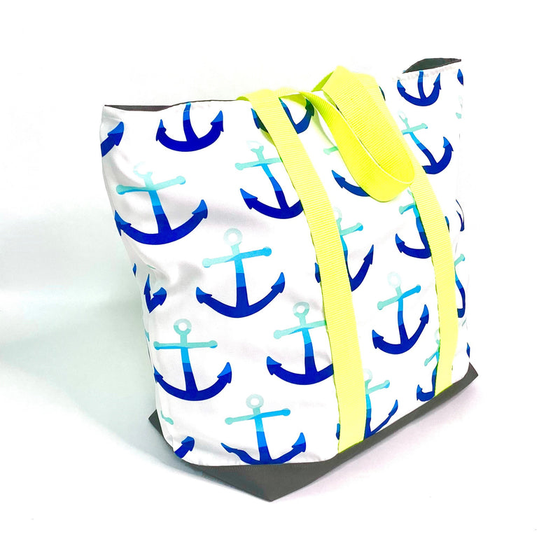 Anchors Away in Blues, Water-Resistant XL Beach Tote