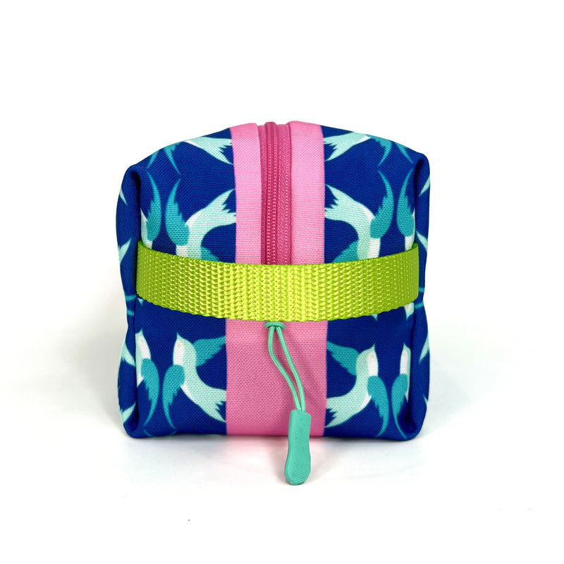 Swallowtail Song in Blues, Water-Resistant Boxy Toiletry Bag