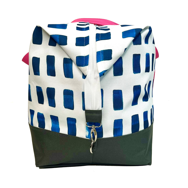 Painted Dashes in Blue + White, Water-Resistant Weekender Tote