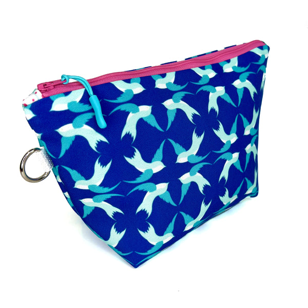 Swallowtail Song in Blues, Water-Resistant Makeup Bag