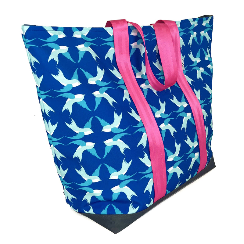 Swallowtail Song in Blues, Water-Resistant XL Beach Tote
