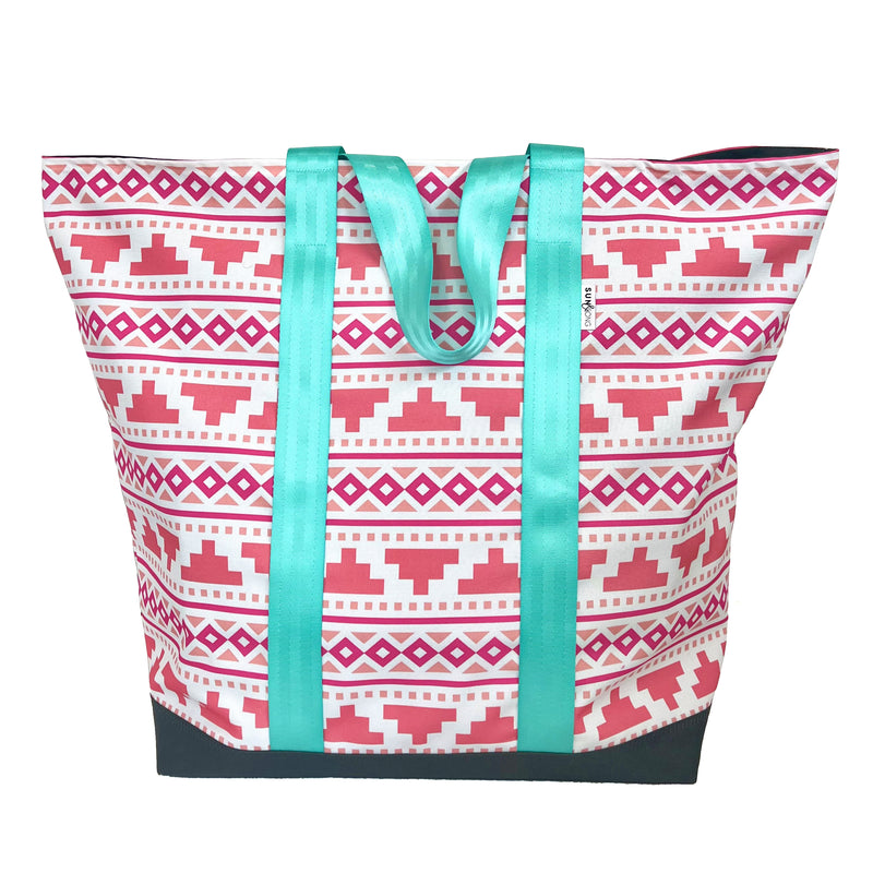 Southwest Style in Pink + Coral, Water-Resistant XL Beach Tote