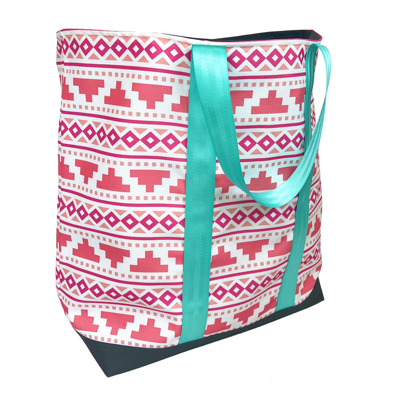 Southwest Style in Pink + Coral, Water-Resistant XL Beach Tote
