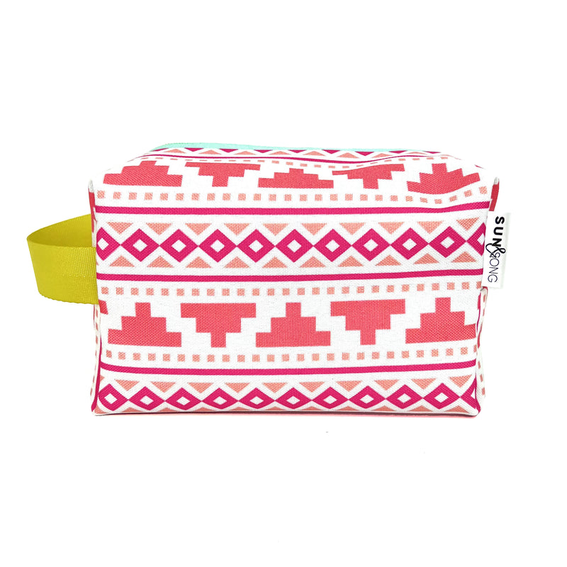 Southwest Style in Pink + Coral, Water-Resistant Boxy Toiletry Bag