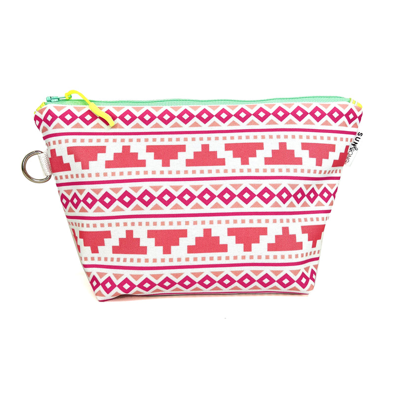 Southwest Style in Pink + Coral, Water-Resistant Makeup Bag