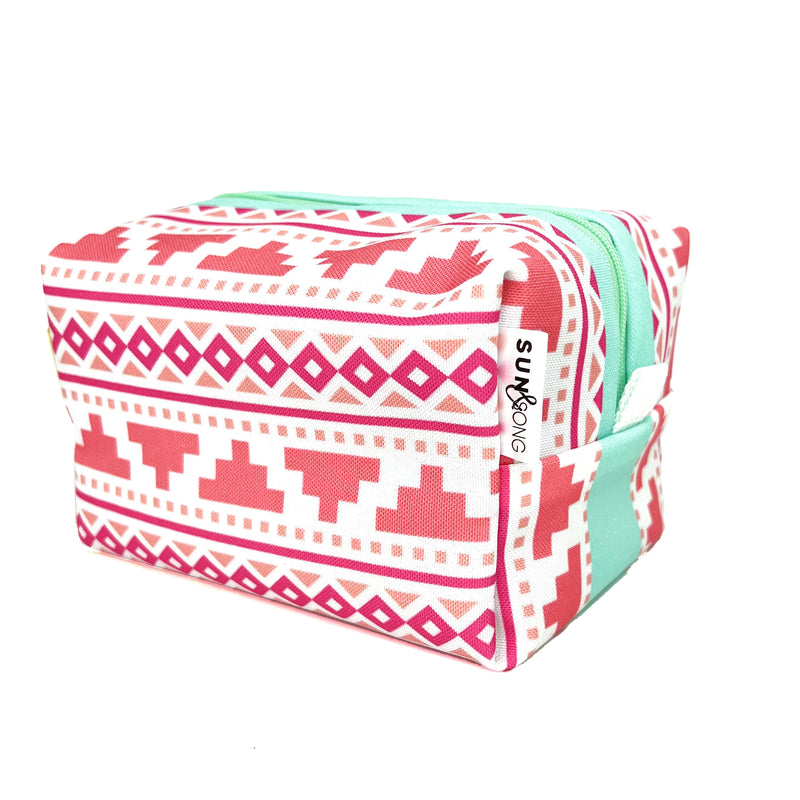 Southwest Style in Pink + Coral, Water-Resistant Boxy Toiletry Bag