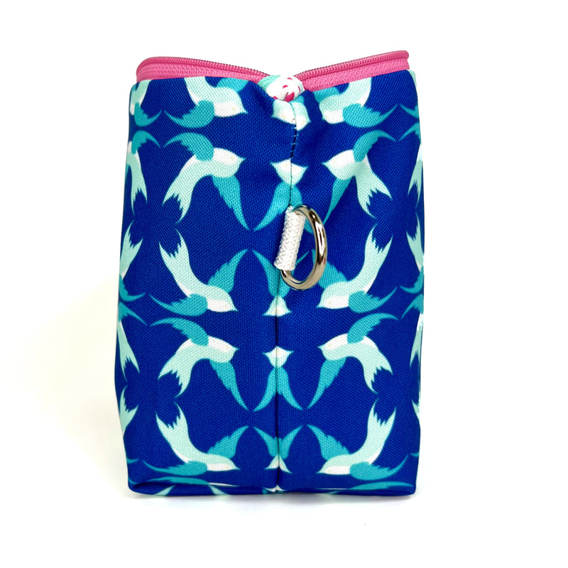 Swallowtail Song in Blues, Water-Resistant Makeup Bag