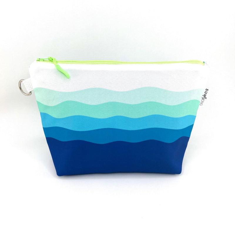 Ocean Waves in Blues, Water-Resistant Makeup Bag