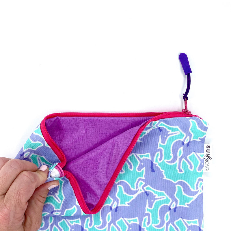 Unicorns in Purple + Blue, Water-Resistant Wet Bag