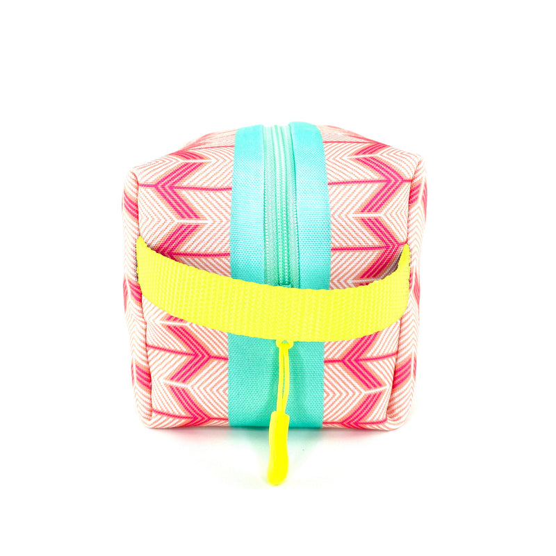 Chevron Arrows in Pink + Coral, Water-Resistant Boxy Toiletry Bag