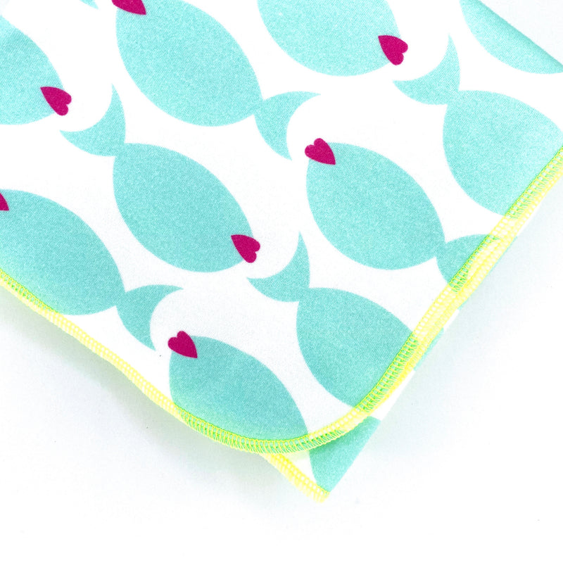 Aqua Fish Lips Organic Cotton Knit Swaddle Blanket & Hat Set