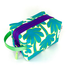 turquoise palm tree boxy waterproof travel accessory bag