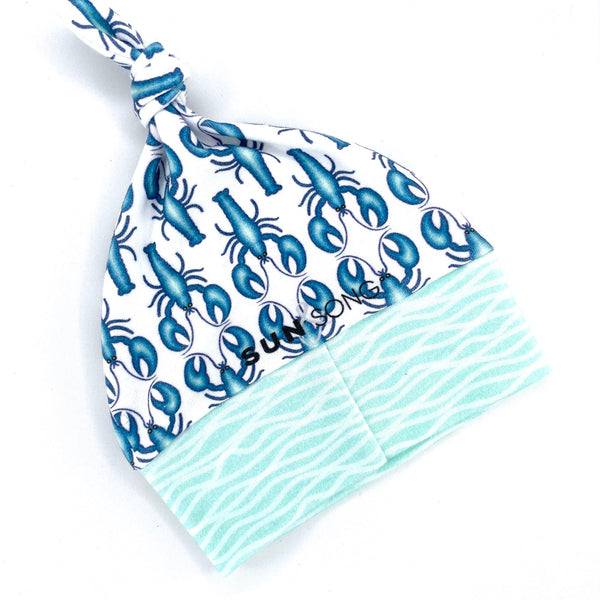Blue Lobsters Organic Cotton Knit Baby Hat Sea Life Baby Shower Gift Sun & Song