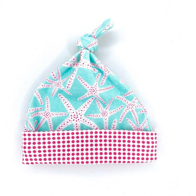 Aqua Starfish Organic Cotton Knit Swaddle Blanket & Hat Set