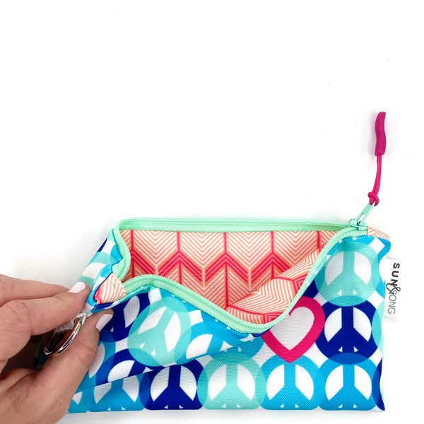 Peace And Love in Blue + Pink, Recycled Pencil Case