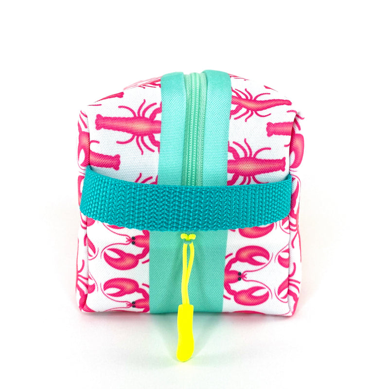 Lobster Love in Pinks, Water-Resistant Boxy Toiletry Bag