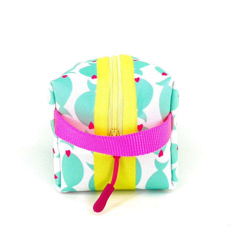 Fish Lips in Blue + Pink, Water-Resistant Boxy Toiletry Bag