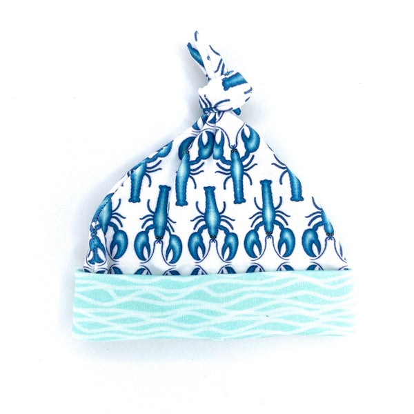 Blue Lobsters Organic Cotton Knit Baby Hat Sea Life Baby Shower Gift Sun & Song