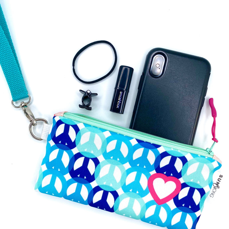 Peace And Love in Blue + Pink, Recycled Pencil Case