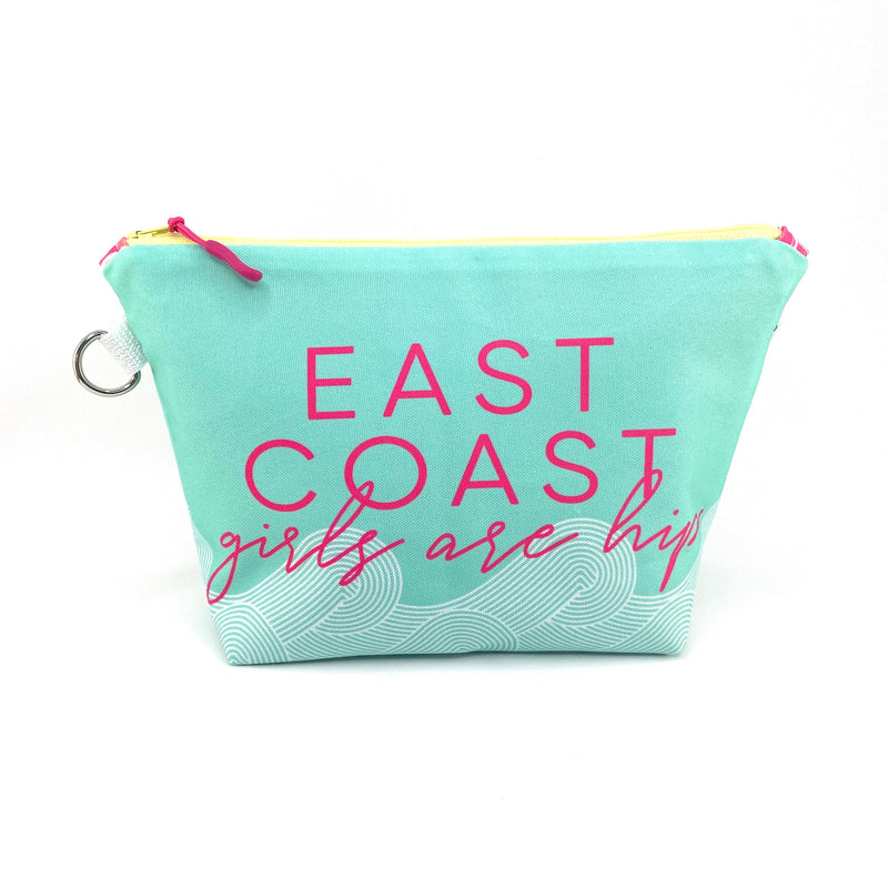 East Coast Girls in Blue + Pink, Water-Resistant Makeup Bag