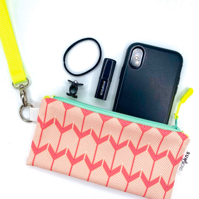 Chevron Arrows in Pink + Coral, Recycled Pencil Case