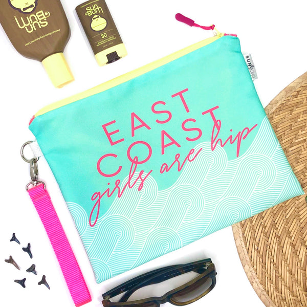 East Coast Girls in Blue + Pink, Water-Resistant Wet Bag
