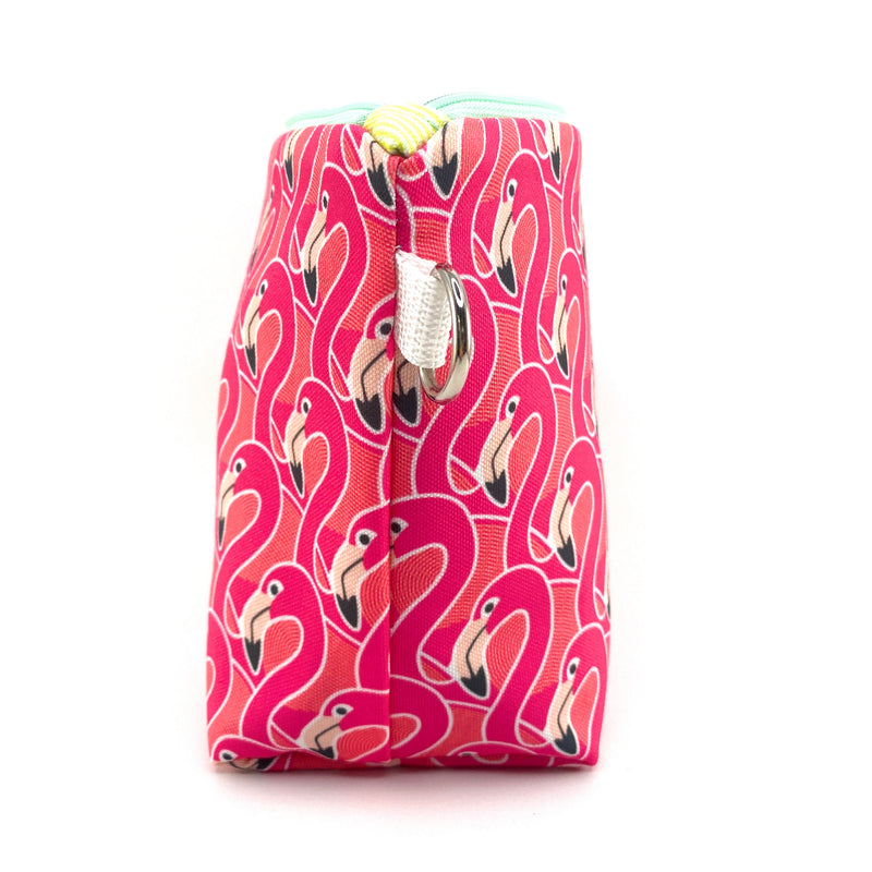 Flamingo Fun in Pink + Coral, Water-Resistant Makeup Bag