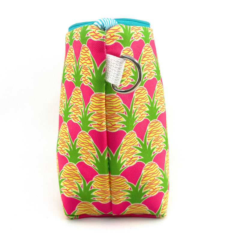 Aloha Pineapples in Pink + Yellow, Water-Resistant Makeup Bag