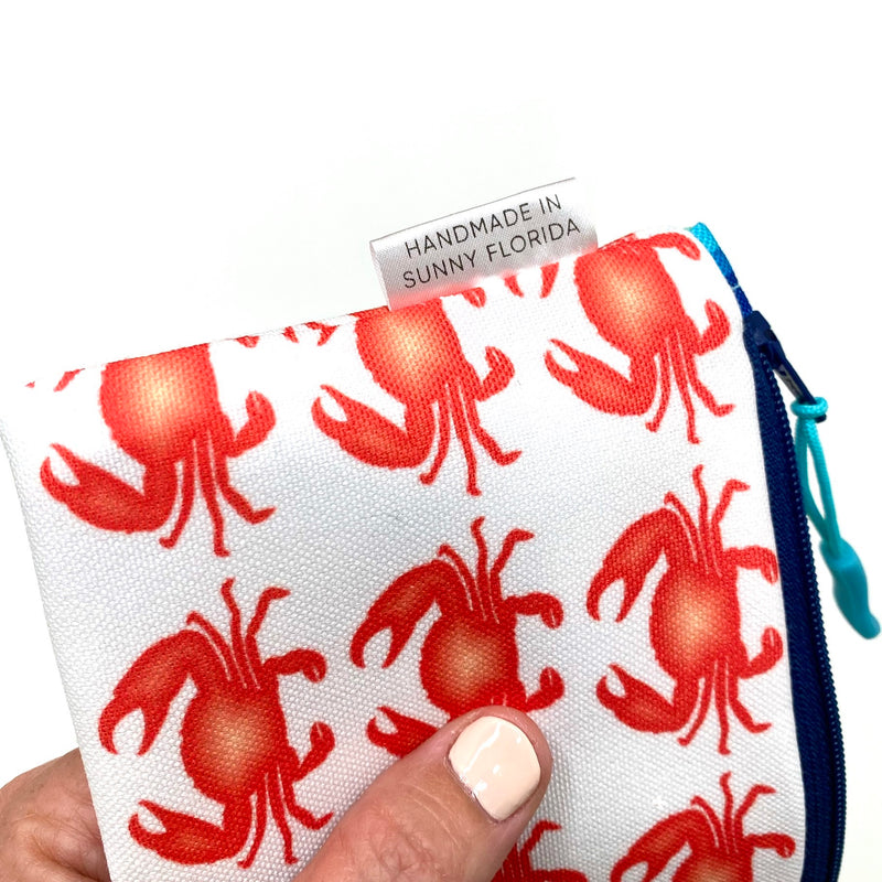 Crabby Crowd in Red + Blue, Recycled Pencil Case