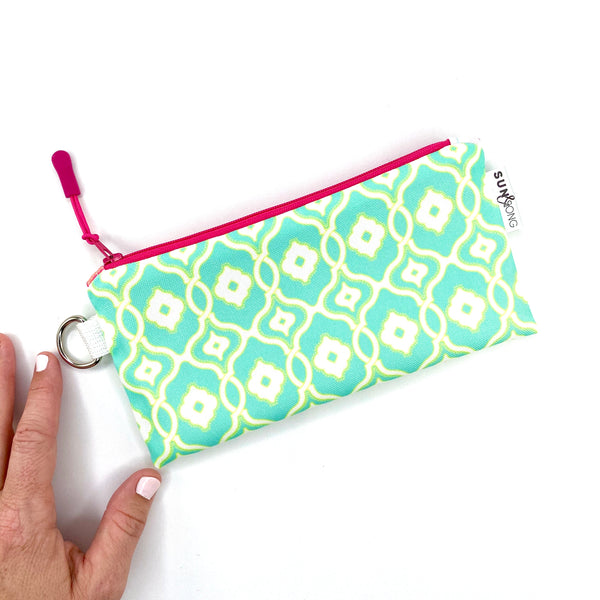 Woven Chain in Blue + Yellow, Recycled Pencil Case