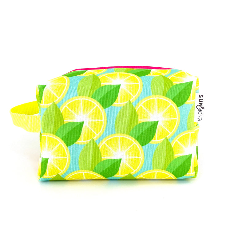 Lush Lemons in Yellow + Green, Water-Resistant Boxy Toiletry Bag
