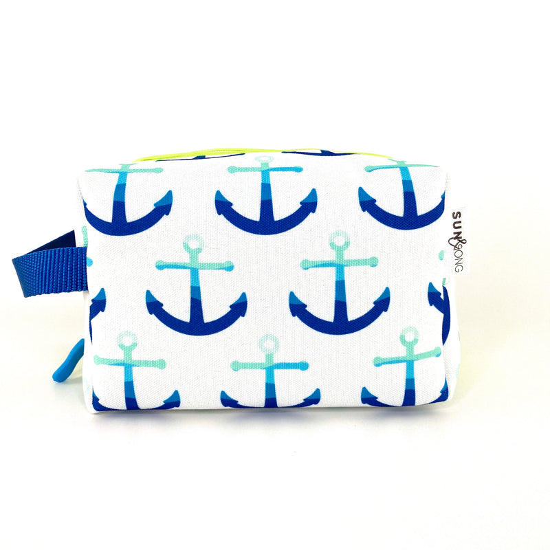 Anchors Away in Blues, Water-Resistant Boxy Toiletry Bag