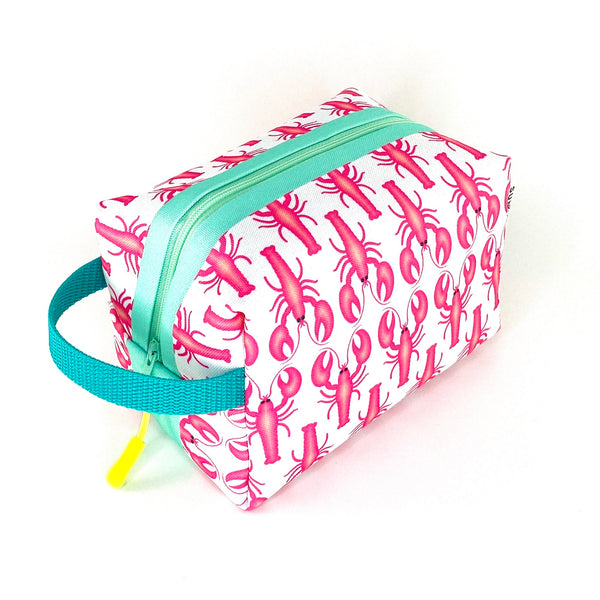 pink lobster square toiletry bag