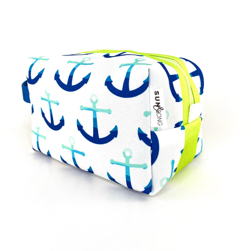 Anchors Away in Blues, Water-Resistant Boxy Toiletry Bag