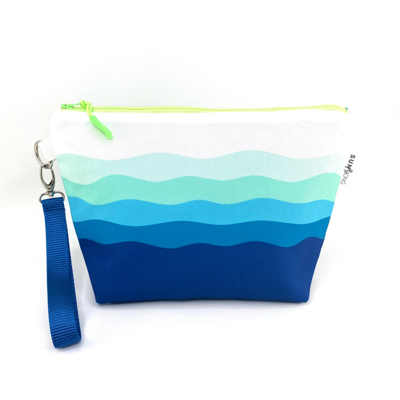 Ocean Waves in Blues, Water-Resistant Makeup Bag
