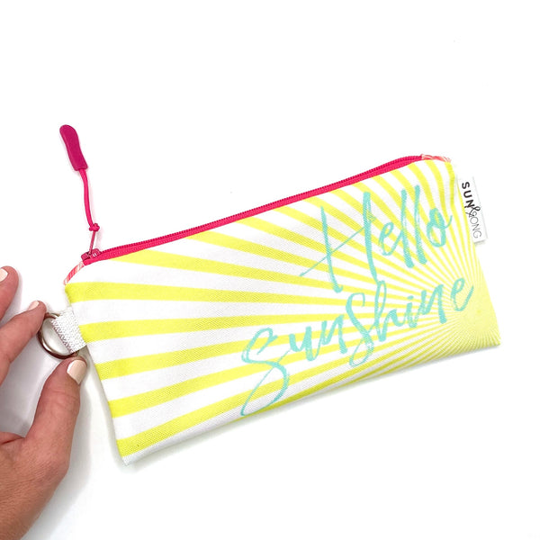 Hello Sunshine in Yellow + Blue, Recycled Pencil Case