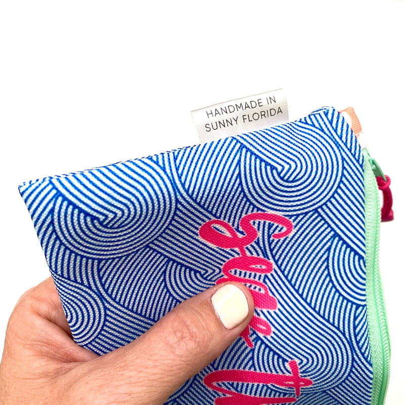Seas The Day in Pink + Blue, Recycled Pencil Case