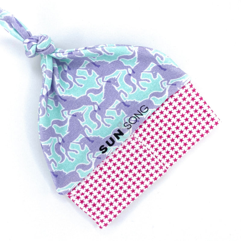 Lavender Unicorns Organic Cotton Knit Baby Hat