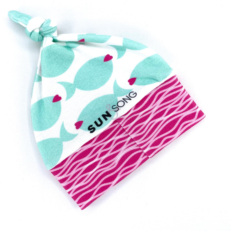 Aqua Fish Lips Organic Cotton Knit Baby Hat