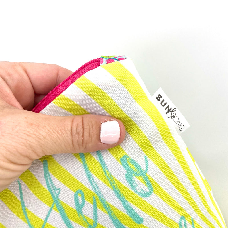 Hello Sunshine in Yellow + Blue, Water-Resistant Makeup Bag