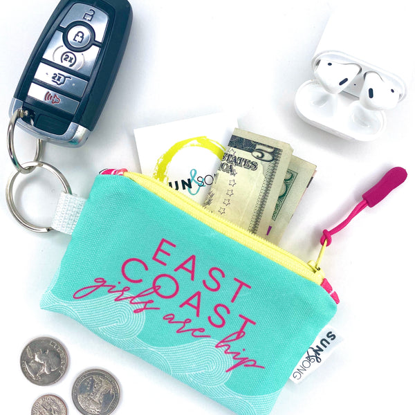 East Coast Girls in Blue + Pink, Keychain Mini Zip Pouch