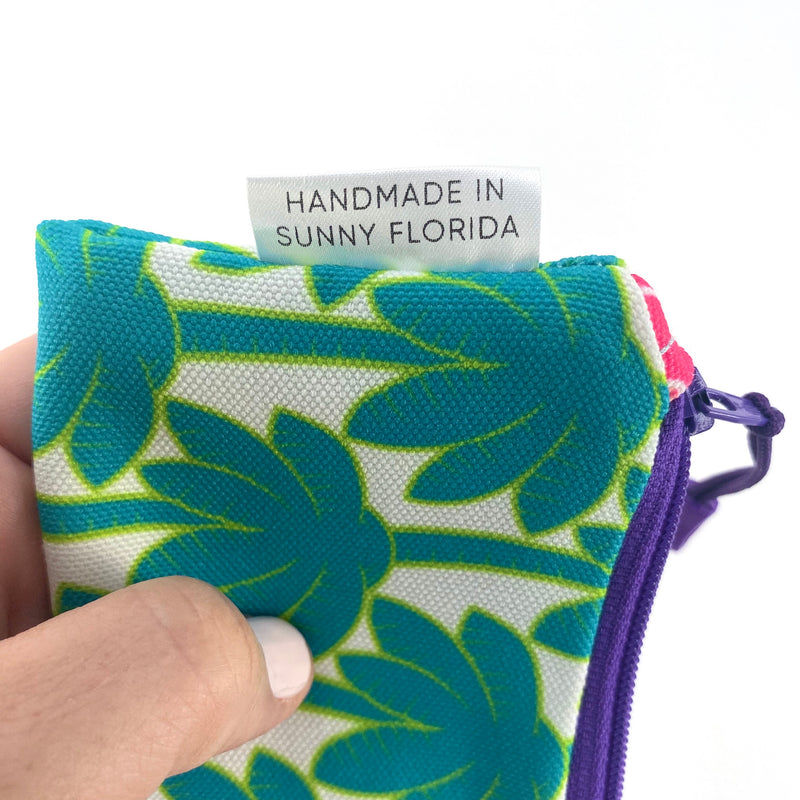 Playful Palms in Blue + Green, Keychain Mini Zip Pouch