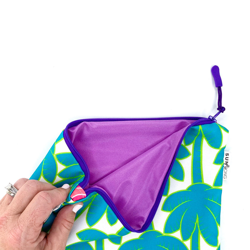 Playful Palms in Blue + Green, Water-Resistant Wet Bag