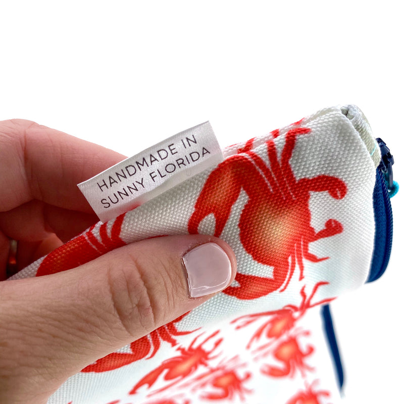 Crabby Crowd in Red + Blue, Water-Resistant Wet Bag