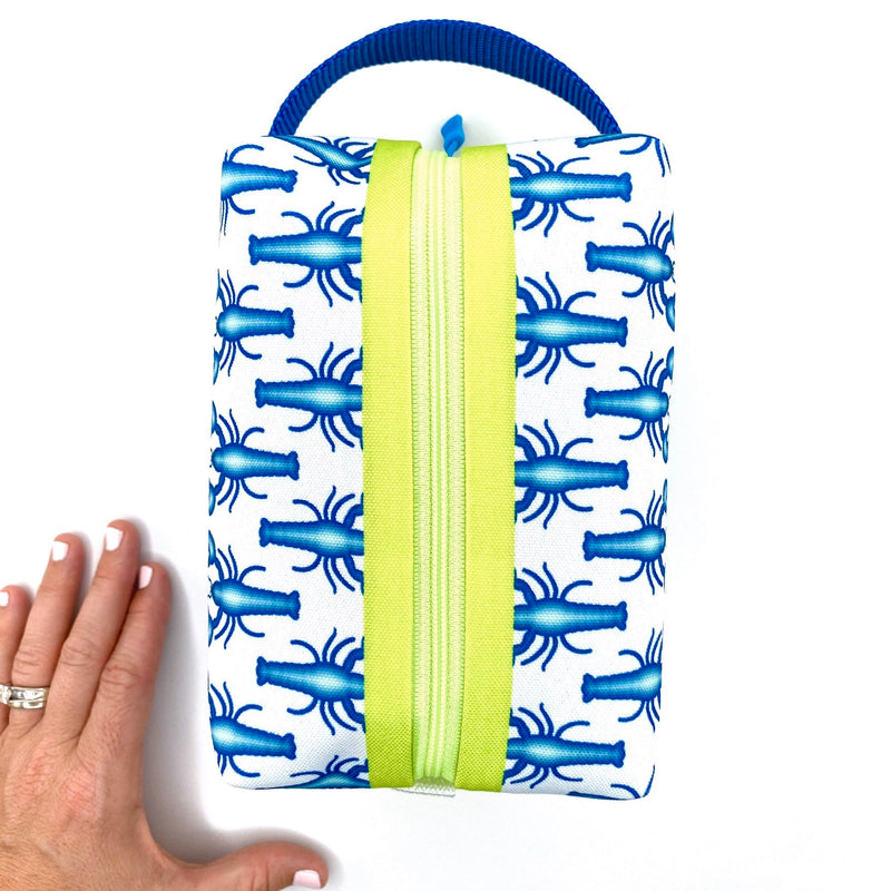 Lobster Love in Blues, Water-Resistant Boxy Toiletry Bag
