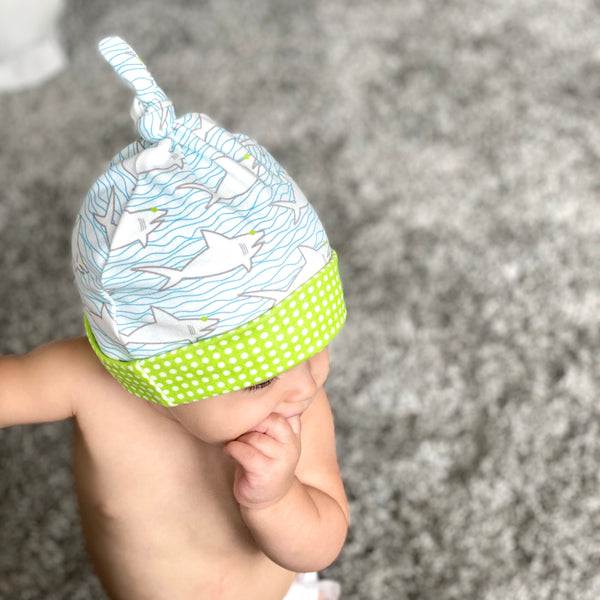 Sharks + Waves Organic Cotton Knit Baby Hat