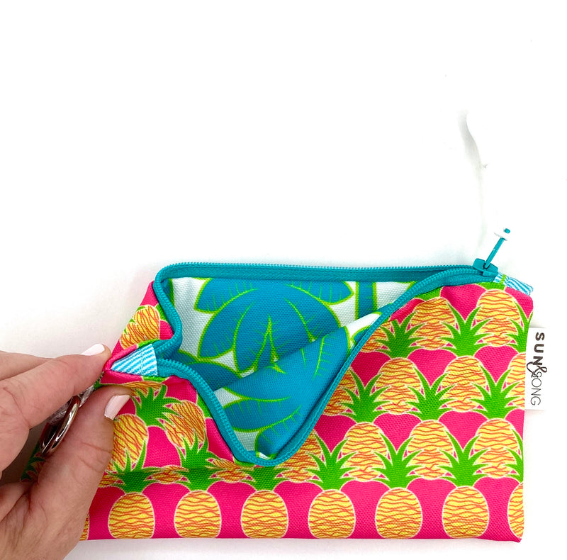 Aloha Pineapples in Pink + Yellow, Recycled Pencil Case