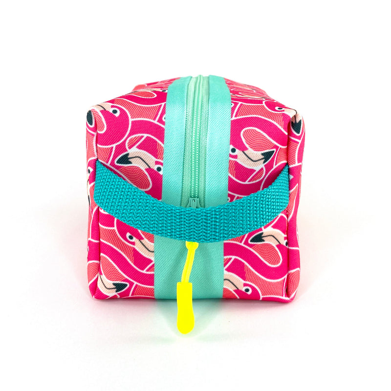Flamingo Fun in Pink + Coral, Water-Resistant Boxy Toiletry Bag
