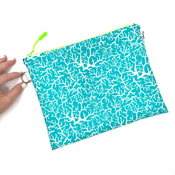 Coral Reef in Blue + White, Water-Resistant Wet Bag